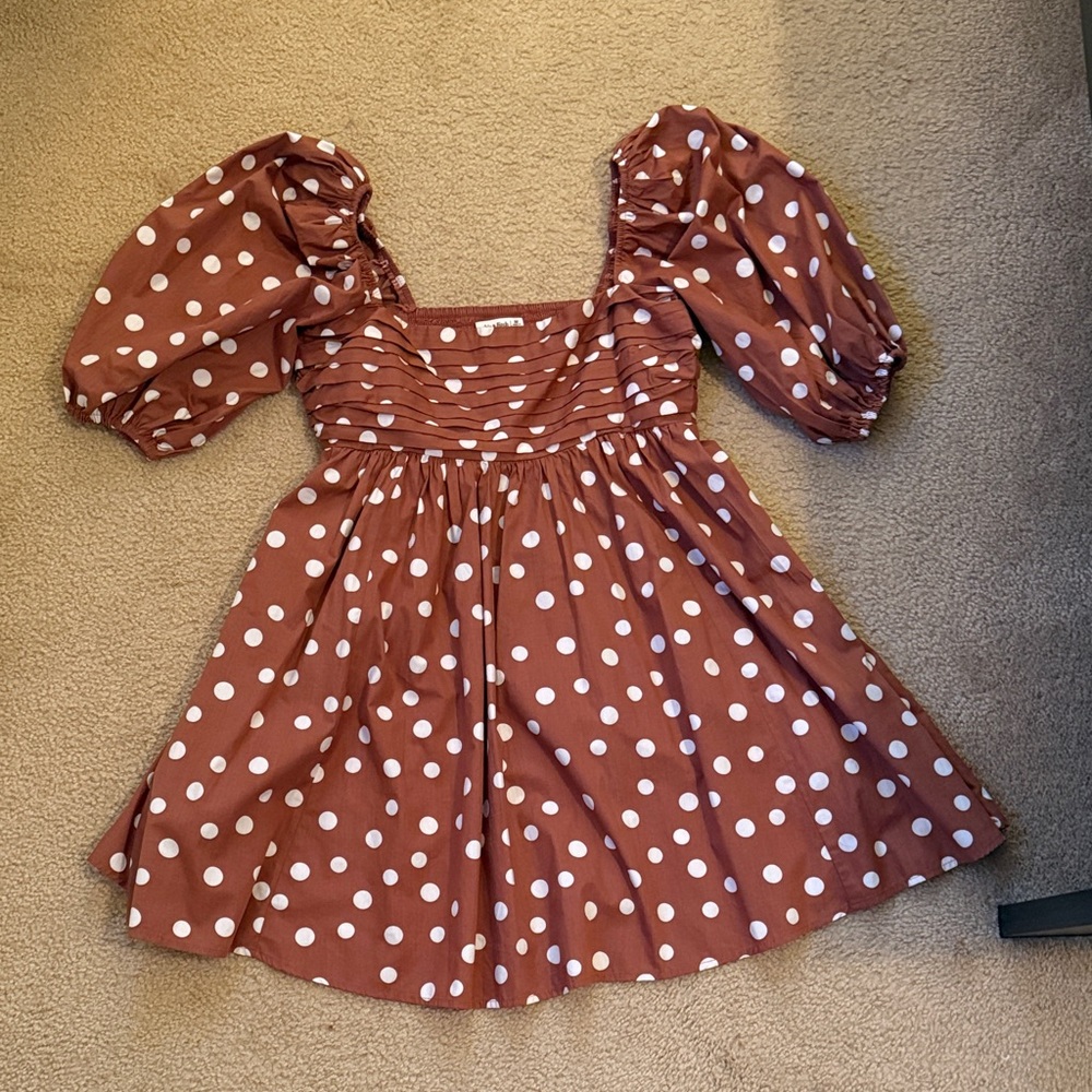 Abercrombie & Fitch Brown Polka Dot Mini Dress size M